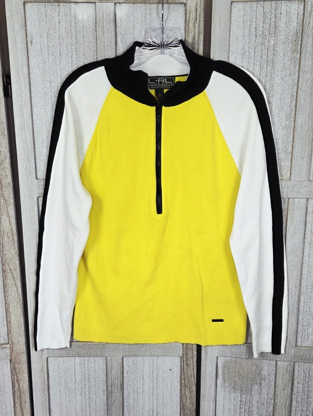 Lauren Ralph Lauren Active Womens 1/4 Zip Pullover Sweater Size L Colorblock 90s
